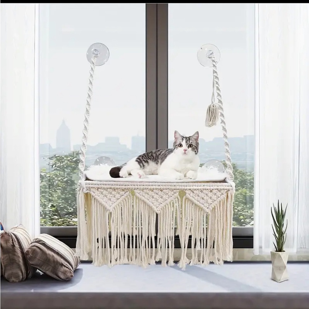 Macrame Cat Window Perch
